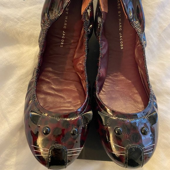 Marc Jacobs Patent Animal Print Ballet Flat Shoes, Size 40 - Picture 1 of 6